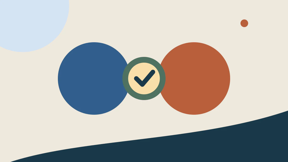 There is a confirmation mark between the blue and orange circles, indicating that the enterprise selected the AI tool based on the actual task.